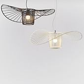 economico Luci a sospensione-lampade a sospensione a led lampada a sospensione vintage cappello in fibra di vetro design 1 luce orientabile bianco/nero cucina bagno lampadina decorativa non inclusa