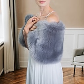 cheap Faux Fur Wraps-Faux Fur Wraps Shawls Women&#039;s Wrap Pure Elegant Sleeveless Faux Fur Wedding Wraps With Pure Color For Wedding Fall dress to impress