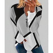 billiga Randiga och geometriska toppar-dam plus size dragkedja sweatshirt sweatshirt grafiskt block dagligt sporttryck kvartsdragkedja aktiv streetwear halv dragkedja lång ärm utan foder bekvämt ventilerande mjukt tyg