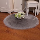 abordables tapis salon et chambre-Tapis en peluche doux coussin de chaise de couleur unie coussin de couverture de chevet de chambre à coucher tapis rond