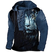 cheap Men&#039;s Lace Up Hoodie-Men&#039;s Animal Graphic Prints Hoodie Hoodies Sweatshirt Pullover Hoodie Sweatshirt Long Sleeve Hooded Sweatshirt Hooded Streetwear 3D Print Casual Daily Sports Black And White White &amp; Green Lace up