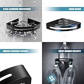 olcso Fürdőszobai polcok-zuhanykabin fürdőszoba polc hely alumínium csiszolt fekete és ezüst színű falra szerelhető háromszög zuhanysarok tároló állvány fürdőszobai kiegészítők egyrétegű