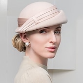 preiswerte Partyhut-Hüte 100% Wolle Bowler / Cloche Hut Fischerhut Formal Casual Tee-Party Kentucky Derby Damentag Elegant Mit Schleife Kopfschmuck Kopfbedeckung