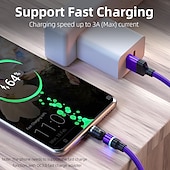 levne Kabely pro mobilní telefony-Vícenásobný nabíjecí kabel 0,5M (1.5Ft) 3,3 stop 6,6 stop USB A na Lightning / micro / USB C 2.4 A Nabíjecí kabel Rychlé nabíjení Nylonové pletené 3 v 1 Magnetické Pro Samsung Xiaomi Huawei Doplňky k