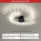 Недорогие Потолочные светильники-современный потолочный светильник, простой в установке, потолочный светильник для скрытого монтажа, люстра с акриловым абажуром, для детской комнаты, спальни, гостиной, нейтральный свет в форме цветка 4000k (черный / золотой, 42 головки)