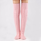 cheap Home Socks-Women&#039;s Cable Knitted THigh High Boot Socks Extra Long Winter Stockings Over Knee Leg Warmers Floor Socks Wool