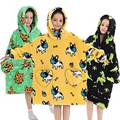 cheap Kigurumi Pajamas-Carnival Character Oversized Hoodie Blanket Wearable Blanket With Pocket Shark Cat Dinosaur Onesie Pajamas Kigurumi Pajamas For Kid's Adults' Men and Women Boys and Girls Carnival Masquerade Cartoon