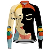 abordables Maillots pour femmes-Femme Maillot Velo Cyclisme manche longue Cyclisme Maillot Top avec 3 poches arrière VTT Vélo tout terrain Vélo Route Respirable Séchage rapide Evacuation de l&#039;humidité Bandes Réfléchissantes Noir