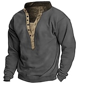 economico Felpe di base-Per uomo Felpa Maglione Felpa con cappuccio leggera Verde militare Cachi Grigio chiaro Collare Henley A V Motivo cashemire Stampe astratte Informale Giornaliero Stampa 3D Originale Essenziale Etnico