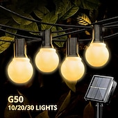 billiga Solsträngsljus-globe solar string light led g50 glödlampa ip65 vattentät utomhus krans trädgårdslampa lämplig för hem inomhus trädgård semesterbelysning