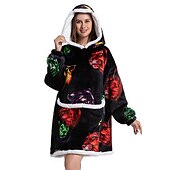 cheap Wearable Blanket-Womened Blanket Wearable Blanket, Sleepwear Fleece Sherpa Blanket Sweatshirt with Pocket and Sleeves