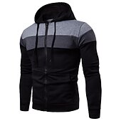 baratos hoodies básicos dos homens-Homens Moletom Full Zip Hoodie Jaqueta Jaqueta de suor Preto Amarelo Vermelho Azul Cinzento Escuro Com Capuz Bloco de cor Trabalho Casual Diário Básico Roupa de rua Casual Primavera &amp; Outono Roupa