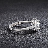 economico Anello di Nozze-Anello Matrimonio geometrico Argento Strass Argento sterling S925 Cuori Moda Semplice Lusso 1 pc / Per donna / Anello aperto / Orecchino singolo / Anello regolabile