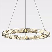 economico Luci a sospensione-lampadario a sospensione a led lampadario a 1 anello regolabile finitura in acciaio inossidabile lussuoso stile moderno sala da pranzo lampade a sospensione camera da letto 110-240v