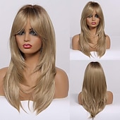cheap Synthetic Trendy Wigs-Red Wigs for WomenLong Layered Wigs with Bangs Heat Resistant Synthetic Fibre Wigs Halloween Cosplay Party Wigs