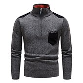 preiswerte Herrenpullover-Herren Pullover Fleece Pullover Pullover mit Viertelreißverschluss Gerippt Stricken Zip Strick Farbblock Troyer Halber Reißverschluss Basic warm halten Arbeit Freizeitskleidung Bekleidung Herbst