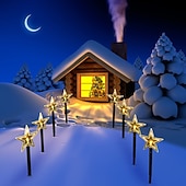 abordables luces navideñas al aire libre-Luces de camino de copos de nieve de Navidad decoraciones exteriores luces paisajísticas solares a prueba de agua LED lámpara en forma de copo de nieve de Navidad para decoración de hogar fiesta