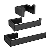 cheap Bathroom Accessory Set-Bathroom Accessory Set 3 Piece Stainless Steel,Wall Mounted Towel Bar,Toilet Paper Holder and Robe Hook,Bathroom Hardware Set(Black/Brushed Nickel)