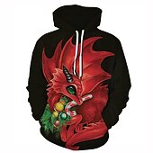 abordables Sudaderas y sudaderas con capucha divertidas-Dinosaurio Suéter de navidad Sudadera Pullover Sudadera con capucha navideña divertida Impresión 3D Hombre Mujer Navidad Carnaval Mascarada Nochebuena Navidad Adultos Fiesta Navidad Cima