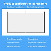cheap Projector Accessories-Projector Screen 4K Movie 16:9 HD 60 72 84 100 120 150 inch Foldable and Portable Anti-Crease Indoor Outdoor Projection Video for Home Party Office  Classroom World Cup Game