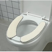 abordables Accessoires pour salle de bains-épais rembourré siège de toilette couverture tapis chaud en peluche siège de toilette coussin antidérapant doux coussin de toilette lavable siège de toilette tapis chauffant avec ruban auto-adhésif