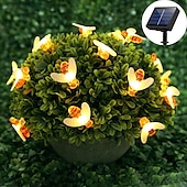 tanie Słoneczne światła sznurka-Solarne bee string lights zewnętrzne wodoodporne 12m-100led 7m-50led 6.5m-30led 8 trybów oświetlenie oświetlenie ogrodowe dekoracje świąteczne przyjęcie świąteczne drzewo ogrodowe dekoracja patio
