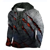 economico Felpa con cappuccio da uomo con lacci-Per uomo Color Block Stampe astratte Felpa con cappuccio Felpe Felpa Felpa con cappuccio pullover Manica lunga Felpa con cappuccio Con cappuccio Streetwear Stampa 3D Informale Giornaliero Sport Nero