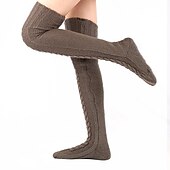 cheap Home Socks-Women&#039;s Cable Knitted THigh High Boot Socks Extra Long Winter Stockings Over Knee Leg Warmers Floor Socks Wool