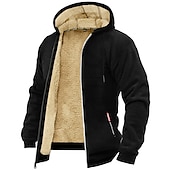 cheap Fleece Sweatshirts-Men&#039;s Zip Hoodie Sweatshirt Sweat Jacket Sherpa Black White Wine Army Green Navy Blue Hooded Solid Color Zipper Cool Basic Casual Winter Clothing Apparel Hoodies Sweatshirts  Long Sleeve