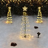 economico Luci di Natale-albero di natale con luci luci di via all&#039;aperto solare 50 led luci di palo a led lampade a stringa giardino esterno albero di natale in metallo 6 m / 19,7 pollici