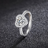 economico Anello di Nozze-Anello Matrimonio geometrico Argento Strass Argento sterling S925 Cuori Moda Semplice Lusso 1 pc / Per donna / Anello aperto / Orecchino singolo / Anello regolabile