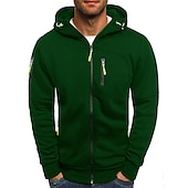 abordables sudaderas basicas hombre-Hombre Sudadera Sudadera con capucha y cremallera Chaqueta deportiva Táctico Azul marinero Rojo tinto Negro Blanco Azul Real Con Capucha Bloque de color Cremallera Fresco Invierno Ropa Sudaderas con