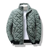 economico Piumini e parka da uomo-Per uomo Piumino Giacca bomber Giacca trapuntata Zip intera Informale Da tutti i giorni Standard Casual quotidiano Di moda Antivento Tenere al caldo Autunno Inverno Righe e Plaid Nero Verde chiaro