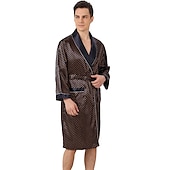 economico Vestaglie-Per uomo Plus Size Accappatoio Abito di seta Accappatoi Kimono di seta 2 pezzi Onde Semplice Comoda Interni Giornaliero Seta sintetica Poliestere Regalo Bavero Manica lunga Top dell&#039;accappatoio