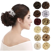 abordables Chignons-2pcs chignon désordonné chignon bouclé ondulé extensions de queue de cheval postiches cheveux chouchous wraps chignon pour femmes filles (plus chignon limité avec une longueur de cheveux plus longue