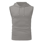 baratos Conjuntos de Camisas para Homem-Homens Ternos-Camiseta Moletom Camisa de tênis Conjunto de shorts e camiseta Sem Manga Manga Curta Com Capuz Verão Cor Sólida Esportes Designer Roupa de Esporte Com Cordão 2 Peças Ao ar livre Rua