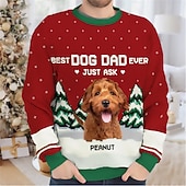 abordables Disfraz de animal navideño-Hombre Animal Perro Estampados Sudadera Sudadera Pull-over Manga Larga Camisa de entrenamiento Cuello Barco Ropa de calle Design Básico Impresión 3D Navidad Diario Deportes Estampado Primavera &amp; Otoño