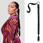 baratos Rabos-de-Cavalo-Clip Rabos-de-Cavalo Clássico / sintético / Penteado de trança francesa Cabelo Sintético Pedaço de cabelo Alongamento Liso Longo Festa / Roupa Diária / Festas &amp; Noite