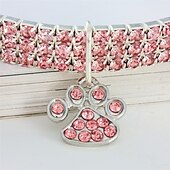 cheap Dog Collars, Harnesses &amp; Leashes-2 Pcs Dog Collars Chain for Small Medium Dogs Iced Out Crystal Stones Tennis Bling Collar Chain for Pet Puppy- Silver