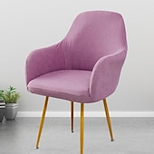 voordelige Fauteuil deksel en armloze stoelhoes-keukenstoelhoes effen kleur garengeverfde polyester kussenovertrekken