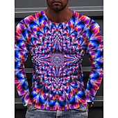 billige 3D T-skjorter-Herre 3D Print Grafiske trykk Spiral Stripe T skjorte Langermet T skjorte 3D-utskrift Crew-hals Skjorte Designer Fritid Stor og høy Daglig Ferie Svart Gul Rosa Vår &amp; Vinter Klær S M L XL XXL 3XL 4XL