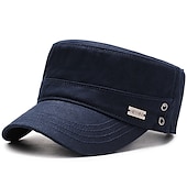 cheap Men&#039;s Hats-Men&#039;s Military Cap Cadet Hat Black Army Green Polyester Pure Color Fashion Classic &amp; Timeless Chic &amp; Modern Outdoor Daily Pure Color Portable Breathable