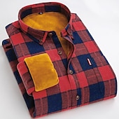 economico camicie di flanella-Per uomo Camicia di flanella Giacca camicia Sopracamicia Tartan Natale Streetwear Nero Rosso Blu marino Verde Manica Lunga Collo ripiegato Autunno &amp; Inverno Abbigliamento