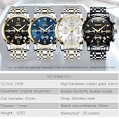 abordables Montres à quartz-OLEVS Montres à quartz pour Hommes Analogique Quartz Classique Mode mode Classique Noël Grand Cadran Date du jour Métal Acier Inoxydable Mode