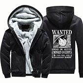 cheap Cartoon &amp; Movie Character Graphic-One Piece Monkey D. Luffy Hoodie Anime Outerwear Anime Graphic For Couple&#039;s Men&#039;s Women&#039;s Adults&#039; Hot Stamping Casual Daily