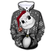 levne Mikiny s kapucí-Jack Skellington Kapuce Animák Manga Anime 3D Přední kapsa Grafika Pro Pro páry Pánské Dámské Dospělé 3D tisk Běžné / Denní
