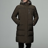 preiswerte Daunenjacken &amp; Parkas für Herren-Herren Wintermantel Daunenjacke puffer jacket Strickjacke Lang Freizeitskleidung Urlaub Gehen Lässig / Alltäglich Winter Solide / einfarbig Schwarz Grün Grau Pufferjacke
