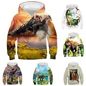 baratos Animais 3D do Menino-Infantil Para Meninos Moletom Dinossauro Manga Longa Outono Inverno Ativo Moda Algodão Casual