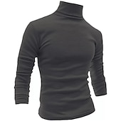 billiga grundläggande t-shirts-Herr Långärmad tröja Långärmad Polokrage Vår &amp; Höst Semester Helgen Vin Mörkgrå Svart Topp t-shirt för män