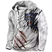 cheap Men&#039;s Lace Up Hoodie-Men&#039;s Animal Graphic Prints Hoodie Hoodies Sweatshirt Pullover Hoodie Sweatshirt Long Sleeve Hooded Sweatshirt Hooded Streetwear 3D Print Casual Daily Sports Black And White White &amp; Green Lace up